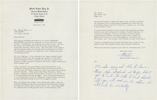 1961 Dr. Martin Luther King Jr. Signed Typed Letter to Sammy Davis Jr. Thanking Him For Contributions To Freedom Movement (PSA/DNA)